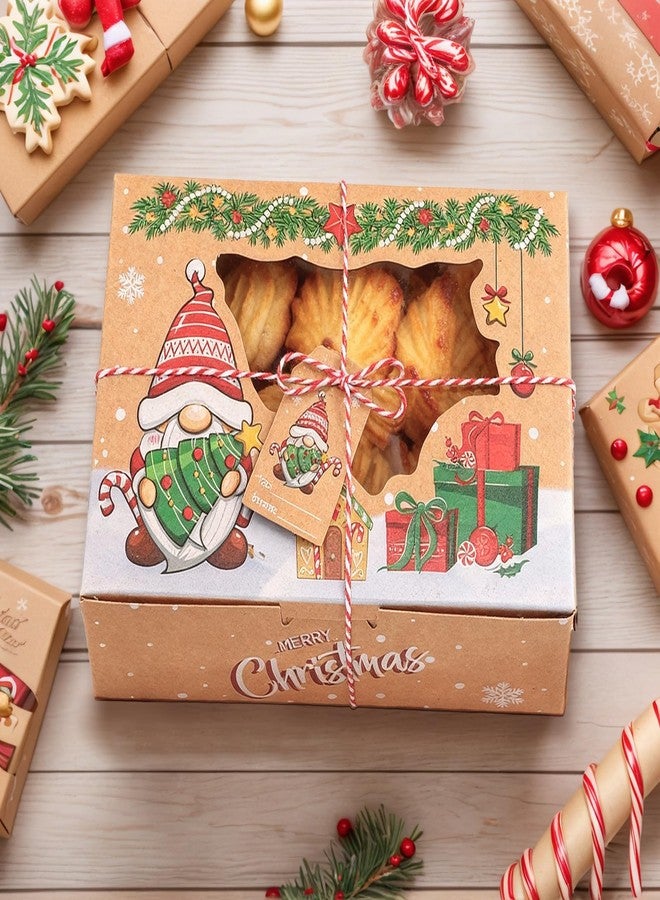 Famgee 12 Pack Christmas Cookie Boxes with Window Lid Bakery Treat Boxes Baking Kraft Goodies Donut Boxes for Gift Giving Pastry Packaging Xmas Party Cupcakes Dessert Containers 8.6 x 5.9 x 2.8 Inch - Image 5